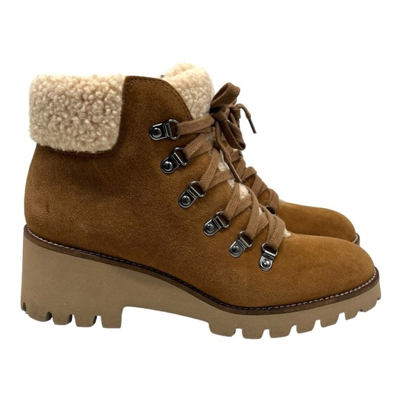 Blondo Devin Camel Suede Waterproof Sherpa Lined Casual Hiking Boots Womens 8 - Picture 3 of 15